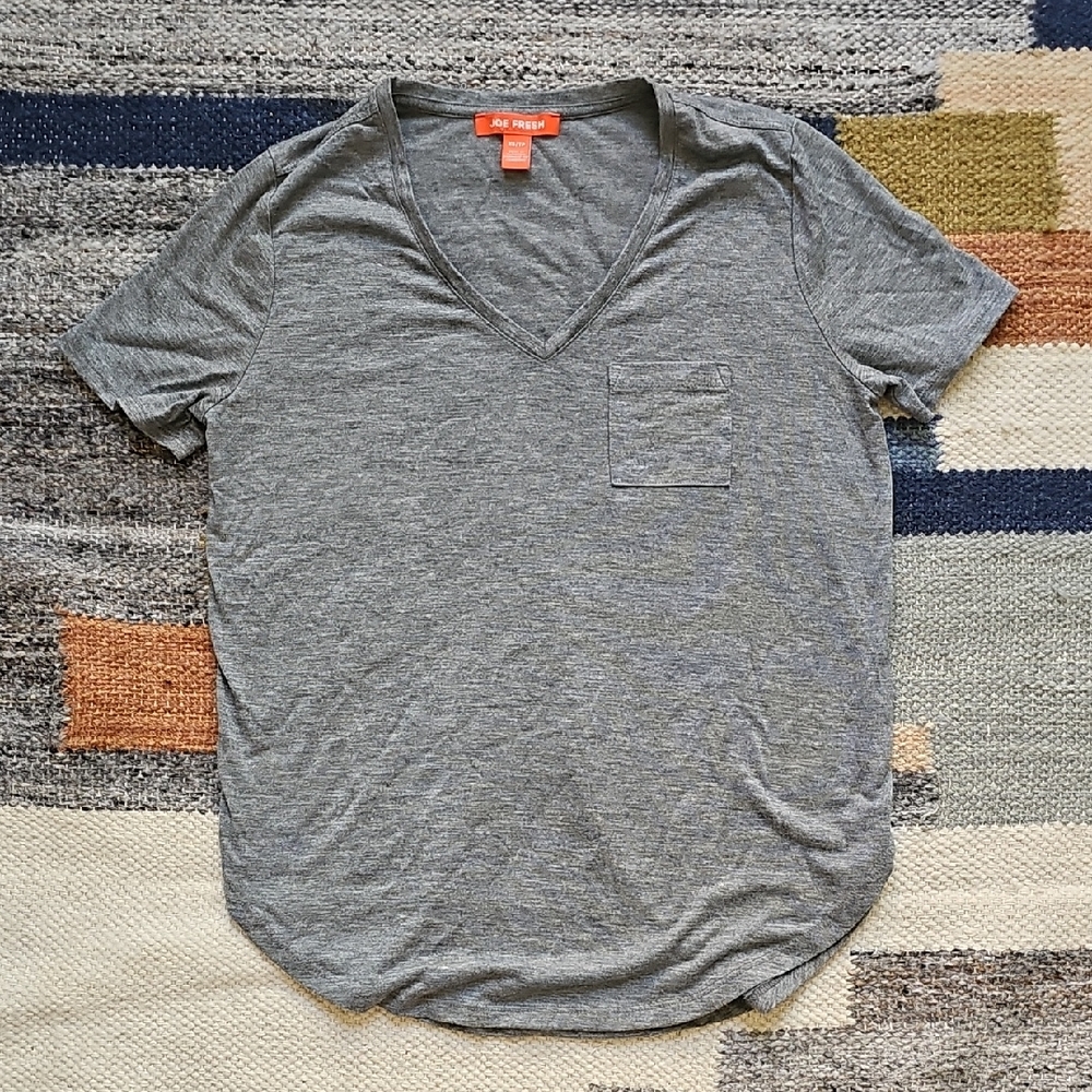 Joe Fresh Gray + Shimmer V-Neck Tee